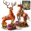 MENTOJOY 2-in-1 Magical Unicorn & Deer Building Set 1367 Pieces Flower Base Fantasy Animal Model, Educational stem Toy & Desktop Decoration Gift for Kids Ages 6+