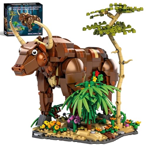 MENTOJOY Bull Building Blocks Set - 1210 Pieces Poseable Animal Cow Model Kit, Premium Construction Toy for Advanced Family Assembly, STEM Educational Puzzle Gift for Kids Adults Ages 6+