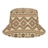 Men Women Sepia Floral Strip Border Tiered Diamond Triangle Navajo Tribal Bucket Hat Packable Foldable Summer Protection Durable Quick Twill Travel Gardening Outdoor Fisherman Cap