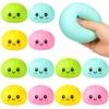 Meooeck 12 Pcs Cute Dumpling Stress Balls for Adults Steamer Basket Design and Squeezable Bun with Cute Smile Face Sensory Fidget Balls for Christmas Basket Stuffers Gifts Party Office Stress Relief