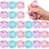 Meooeck 24 Pcs Ice Cubes Stress Balls for Adults Mini Ice Cubes Stretchy Ball Squeeze Cube for Classroom Gift Back to School Party Favor ADHD Autism Anxiety
