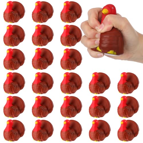 Meooeck 24 Pcs Turkey Stress Ball for Adults Mini Thanksgiving Party Favors Cute Squeeze Fidget Animal Ball Fun for Adults Office Thanksgiving Party Gift Give Thanks ADHD Autism Anxiety