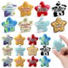 Meooeck 32 Pcs Space Theme Stress Balls Bulk, Slow Rise PU Foam Squeeze Balls with 8 Designs, 2 Inch Star Party Favors for Event Giveaways, Desk Accessories, Prize Favors