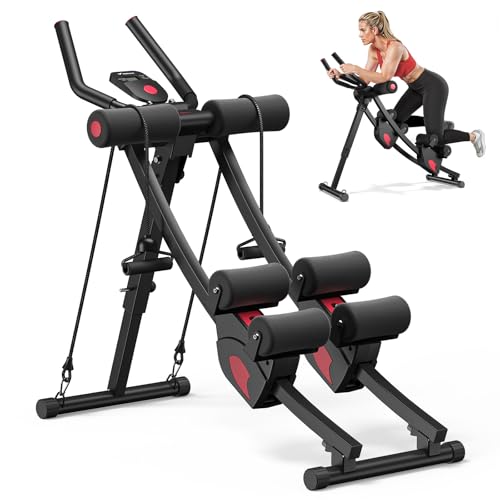 MERACH Ab Machine, Adjustable Ab Trainer Machine, AB Workout Equipment for Home Gym, Independent Dual Tracks for Mountain Climber, Foldable for Home Exercise, Load Capacity 440 LBS (Black)