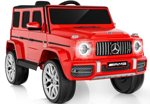 Mercedes-Benz Licensed G63 12V Kids Ride On Car, Ride on Toys with Parental Remote Control, Durable Material Body, Upgraded Motors, LED Lights & Music, Safe Electric Car for Toddlers,High Window Red
