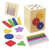Merero Wooden Montessori Toys for Toddlers, Color & Shape Sorting Matching Games, Fine Motor Skills Sensory Preschool Learning Educational Toys Baby Boys Girls Gifts (3 in 1)