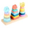 MERRYHAPY Wooden Shape Sorting Ring Stacker for Early Educational to Fine Motor Skills and Problem-Solving Skills for Early Learning and Development