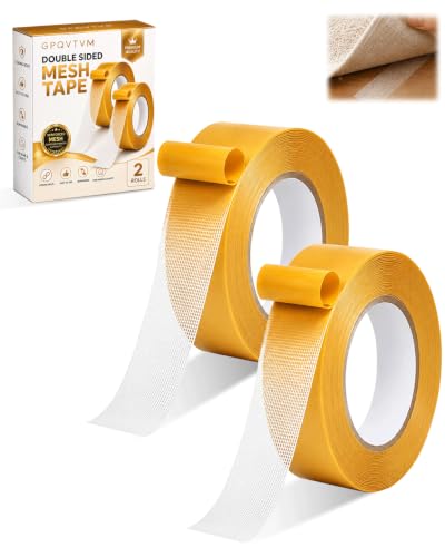 Mesh Double Sided Tape Grid Removable Heavy Duty Mounting Screen Repair Waterproof Fabric Strong Traceless Wall Adhesive Heat Transfer for Crafts Carpet Roller(10 meters-2pc-50 mm)