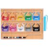 Metal-Gripping Color & Number Activities, Wooden Self-Adhering Maze Puzzle with 10 Sorting Slots, Cognitive Puzzle for Handheld Fine Motor Development, English Word Labels and Bead Matching