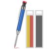 Metal carpenter pencil with built-in sharpener for marking deep holes in wood and metal, 45mm long point tip (D)