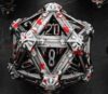 Metal DND D20 23mm Dice for Dungeons Dragons RPG Role Playing Game, D and D Dice with Gift Box (Gray + Blood)