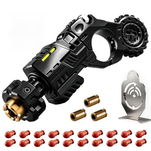 Metal Fidget Toy for Adults – 5-in-1 Gun Shaped EDC Fingertip Toy with Slider, Clicker, Spinner & Bullet Launcher, 20dB Quiet Glow-in-the-Dark Gadget for Office/Travel/Study, for Men