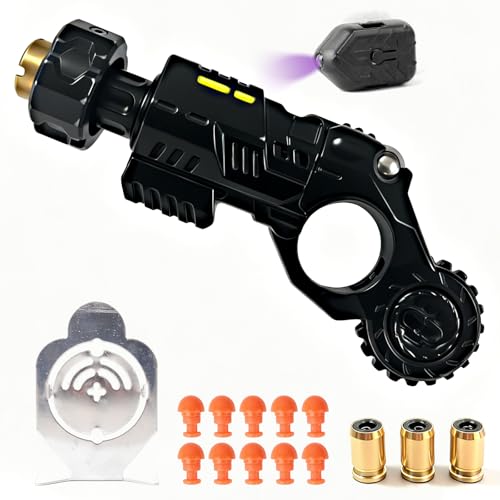 Metal Fidget Toy Gun for Adults - EDC Stress Relief Spinner with Slider & Clicker, Quiet Sensory Toys for Office, Cool Gadgets Gifts for Men (D)