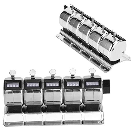 Metal Hand Tally Counter Handheld Mechanical Number Click Counters Manual Counter 4Digit 5 Units Stainless Steel Tally Number of People At Airport/Terminal Order/Factory Statistics