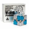Metal Infinity Cube | Sensory Desk Fidget Toy for Adults, Gift Blue/Silver