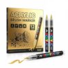 Metallic Acrylic Paint Brush Markers, 12Pcs Set Soft Flexible Brush Tip Metallic Paint Pens, Pigment Marker for Rock Painting, Glass,Ceramic, Card Making, DIY Crafts & Art Supplies (Gold Set)