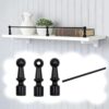 Metal Shelf Rail Guard Set with 3 Spindles, 8-36in Adjustable (Black, 34in/86cm)