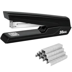 Metal Stapler with 830 Staples, Office Stapler, Staplers for Desk, 30 Sheet Capacity, Non-Slip, Black