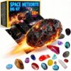 Meteorite & Space Gemstone Dig Kit – Dig Up 30+ Real Gemstones and Crystals, Science Kit for Kids, Gem Digging Kit, Gift for Girls and Boys, Mining Kit, Rock Collection, Age 6+, STEM Educational Toys