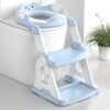 Meulife Potty Training Seat, Upgrade 2 in 1 Potty Training Toilet for Toddler, Toddler Toilet Seat for Boys Girls with Support Bar, Anti-Slip Pad and Step Stool (Blue)
