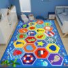 Mfmiudole Kid Rug Ocean Sea Play Mat, 78.7"×59" Educational Playmat for Playroom Primary School Nylon Surface Non-Slip Latex Backing Preschool Rugs for Classroom Learning Area