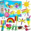 MHMYDIS First Craft Kit for Kids - 12 in 1 No Mess Creative Arts and Crafts kit for Kids Ages 4-8 - Toddler Crafts Kit Supplies - Gifts for Girls and Boys 3 4 5 6 7 8 Year Old (Rainbow)