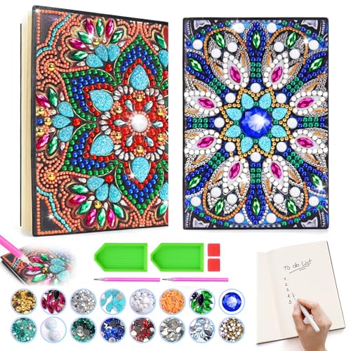 Micaracy Craft Kits for Kids Age 6-8-9-10, Presents for 5 7 11 12 Year Old Girls Notebook Diamond Art Painting Kit Arts and Crafts for Kids Toys for 5-10 Year Old Girl Gifts Diary (2 pcs)