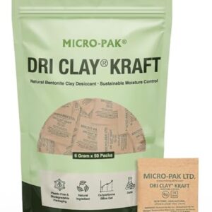 Micro-Pak Dri Clay Kraft, Moisture Absorption Desiccant Packs, 6gx50pcs
