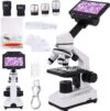 Microscope for Adults & Kids, 40X-2500X High-Power Compound Microscope for Students, School Lab & Home Schooling,Equiped with Slides Set & Phone Holder (Black and White)