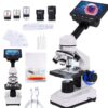 Microscope for Kids & Adults, 40X-2500X High-Power Compound Microscope for Students (Gray White)