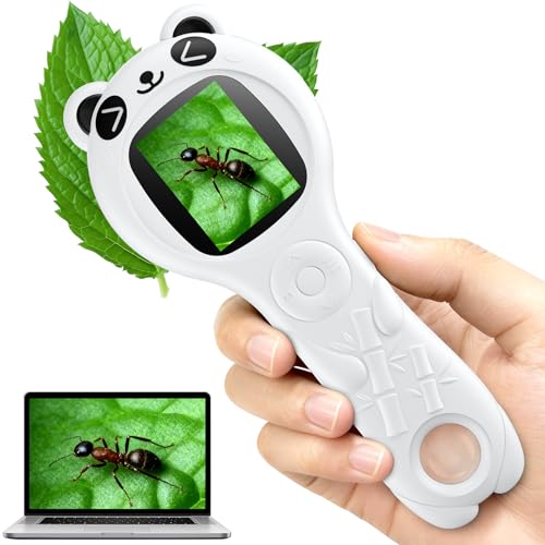 Microscope for Kids, Mini Pocket Handheld Kid Microscope for Toddlers, Educational Science Kit Toys, Christmas Birthday Gifts Toys for 3 4 5 6 7 8 9 10 Year Old - Panda