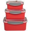 Microwave Storage Container w/ Steamer Vent- 3 Pack Reusable Nesting Food Storage Large, Medium, Small -Meal Prep Vegetables, Store Leftovers-Locking Steam Vent Lids -BPA Free, Fridge and Freezer Safe