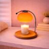 Mid Century Orange Glass Candle Warmer Lamp with Timer & Dimmer, Wax Melter for Bedroom Decor, Housewarming Gift for Women Mom, Fits Large Wide-Based Candles, Includes 2 Bulbs