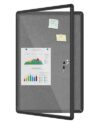 Mifuro 36"x24" Enclosed Bulletin Board, Lockable Weather-Resistant Aluminum Cork Noticeboard for School & Office, Black Frame w/Grey Flet