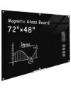 Mifuro Magnetic Glass Whiteboard，72"x48" Wall Mounted Frameless Dry Erase Board for Office, Home & School Black