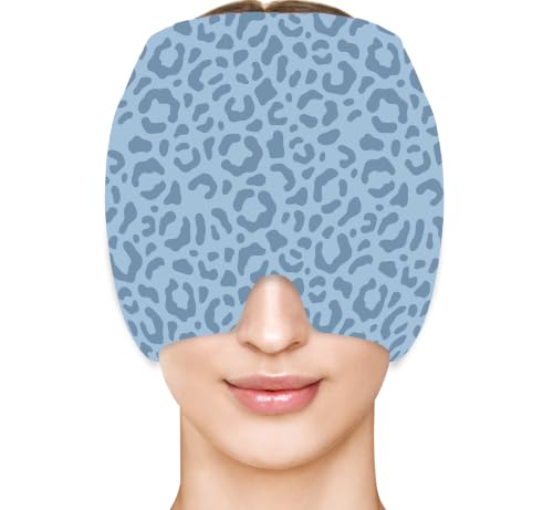 Migraine Relief Cap Headache Relief Cap Hat Head Ice Pack Wrap Migraine Cold Cap Ice Hat for Migraines Headache Tension Stress Hangover Cap Ice Beanie Cooling Gel Cap Women Men (Blue)