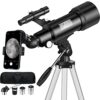 Mijiaowatch Telescope for Adult, 70mm Aperture 400mm Portable Telescope with Tripod, Finder Scope, Phone Adapter, Carrying Bag, Astronomical Refractors Telescopes for Kids Beginners Adults (Black)