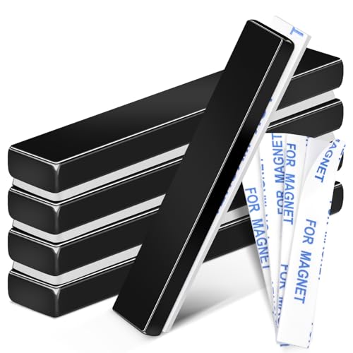 MIKEDE Neodymium Bar Magnets with Adhesive Backing, 5 Pcs Heavy Duty Earth Strong Magnets for Science Experiments Classroom, Whiteboard, Fridge, Tools, Cabinet Doors, Office, 2.36 x 0.39 x 0.20 in