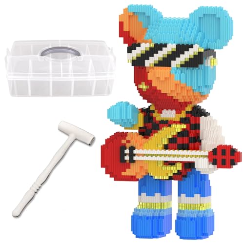 MIKIJOYS Bear Building Blocks with Organizer Bins (3000PCS), Fluorescent Bricks & Stroage Drawer, Gift for Adults & Kids, Ideal for Home & Office Decor, QR Code User Manual, 8883