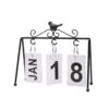 Milageto Desk Calendar Display Flip Calendar Card Holder Metal Frame Paper Cards Tabletop Decor Open Frame Minimal Base Suitable for office home apartment gallery counter , Black , Iron Art Bird Flip Calendar