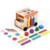 Milageto Multifunction Push Toy Early Learning Wooden Activity Car Sensory Wooden Shape Sorter Toy for Infants
