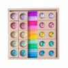Milageto Stained-Glass Puzzle Toy Translucent Wooden Matching Board Fine Motor Skills, High Transparency Rainbow Window Combination No. 4