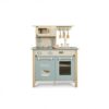 Milageto Wooden Play Kitchen Realistic Children's Kitchen Playset Floor-Standing Wooden Play Cooking Set for Classroom , Blue European Kitchen C-Style