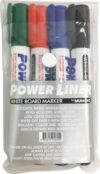 Milan Pacific Power Liner Whiteboard Markers, 4 Colors