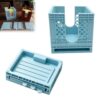 Milk Crate Sticky Note Holder with Template, 3x3 Inch Memo Pad Box (Blue)