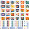 Mimorou 30 Set Kids Pre Drawn Canvas for Painting Kit 30 Pcs Outlined Mini Canvas Boards 3x3 Inch with Acrylic Paint Pots and Brushes for Group DIY Craft Party Favors Large Gatherings