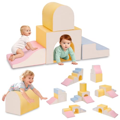 MIND&ACTION Large 4-Piece Climbing Toys for 1 Year Old, Foam Baby Climbing Blocks for Toddlers, Soft Play Set Toddler Climbing Toys Indoor, Climb Crawl Activity Play Set, Birthday