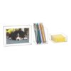 Mind Reader 3-Piece Desk Organizer Set, Pen Holder, Photo Frame and Sticky Note Tray, Desktop Organization, Office, Acrylic, Clear