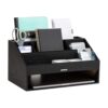 Mind Reader Desk Organizer, File Storage, Accessory Holder, Cord Management, Office, Wood, 16.25"L x 9.5"W x 8.5"H, Black