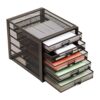 Mind Reader File Storage Drawers, Desk Organizer, Multi-Purpose, Crafts, Office, Metal Mesh, 11"L x 14"W x 11"H, Black, 5 Drawer